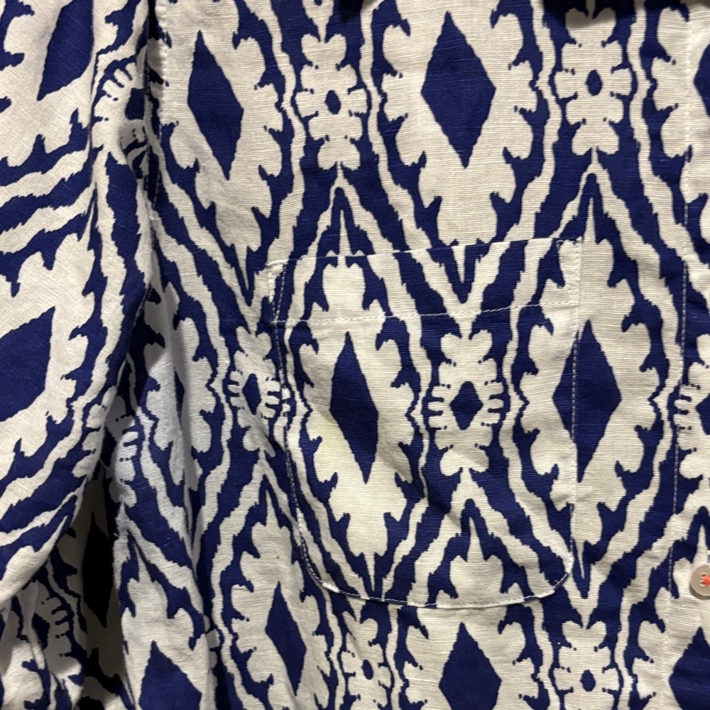 Tizzie Women's Blue and White Button Down Shirt linen blend - Picture 3 of 6